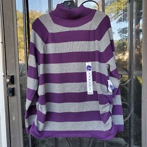New Women's Purple Gray Stripe Great Northwest Indigo Sweater Top Size XL